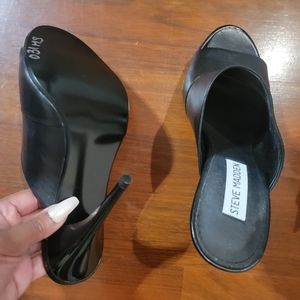 Black open toe, backless heels